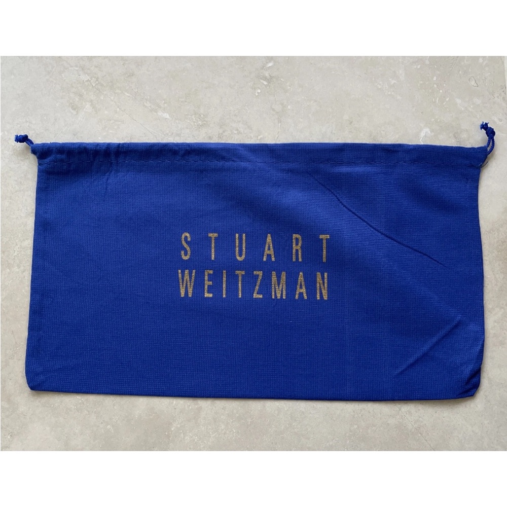 STUART WEITZMAN LOGO Blue/Gold  Drawstring Dust Bag Storage shoe handbag 14” x8”